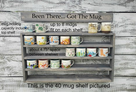 You Are Here Mug Rack – XL Coffee Mug Display Shelf | Holds 16–72 Mugs Up to 8 Mugs Across